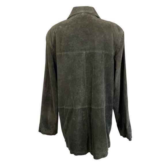 Jessica Holbrook Vintage Olive Green Thigh Length Suede Jacket Button Front - Picture 7 of 16